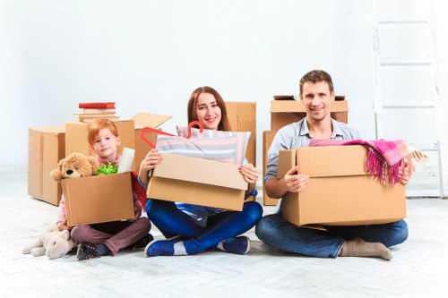 Organised household storage boxes in Greenwich home storage setting